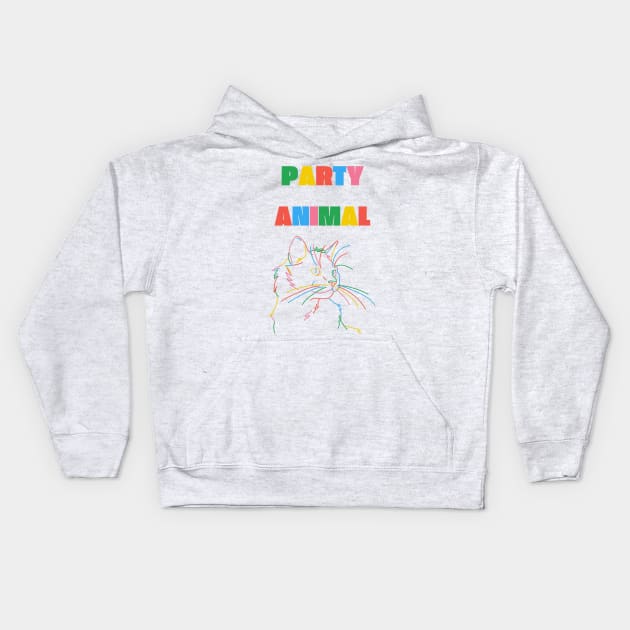 Party animal | funny cat Kids Hoodie by Fayn